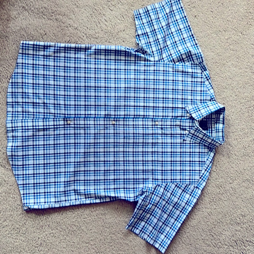 Short Sleeve Blue Button Down Shirt